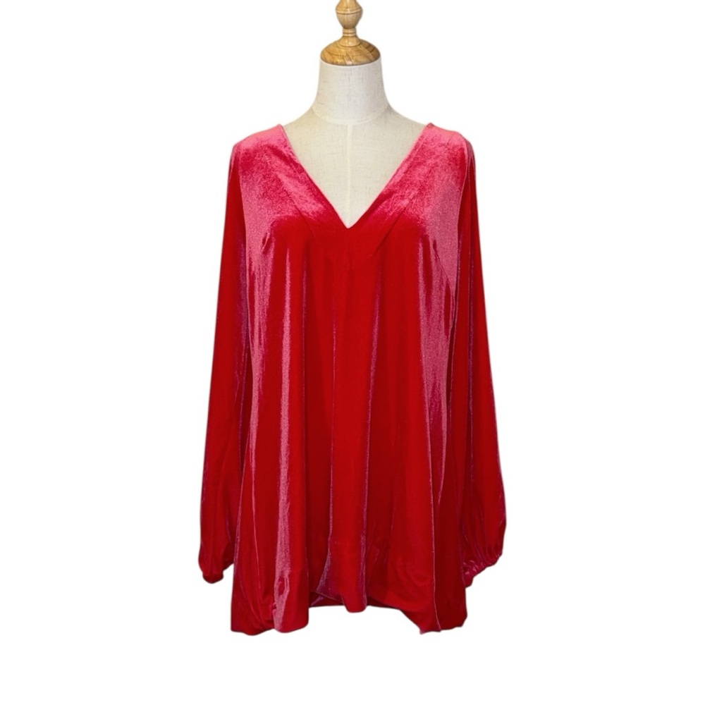 Free People Pink Velvet V-Back Mini Dress Size Large - Picture 3 of 6